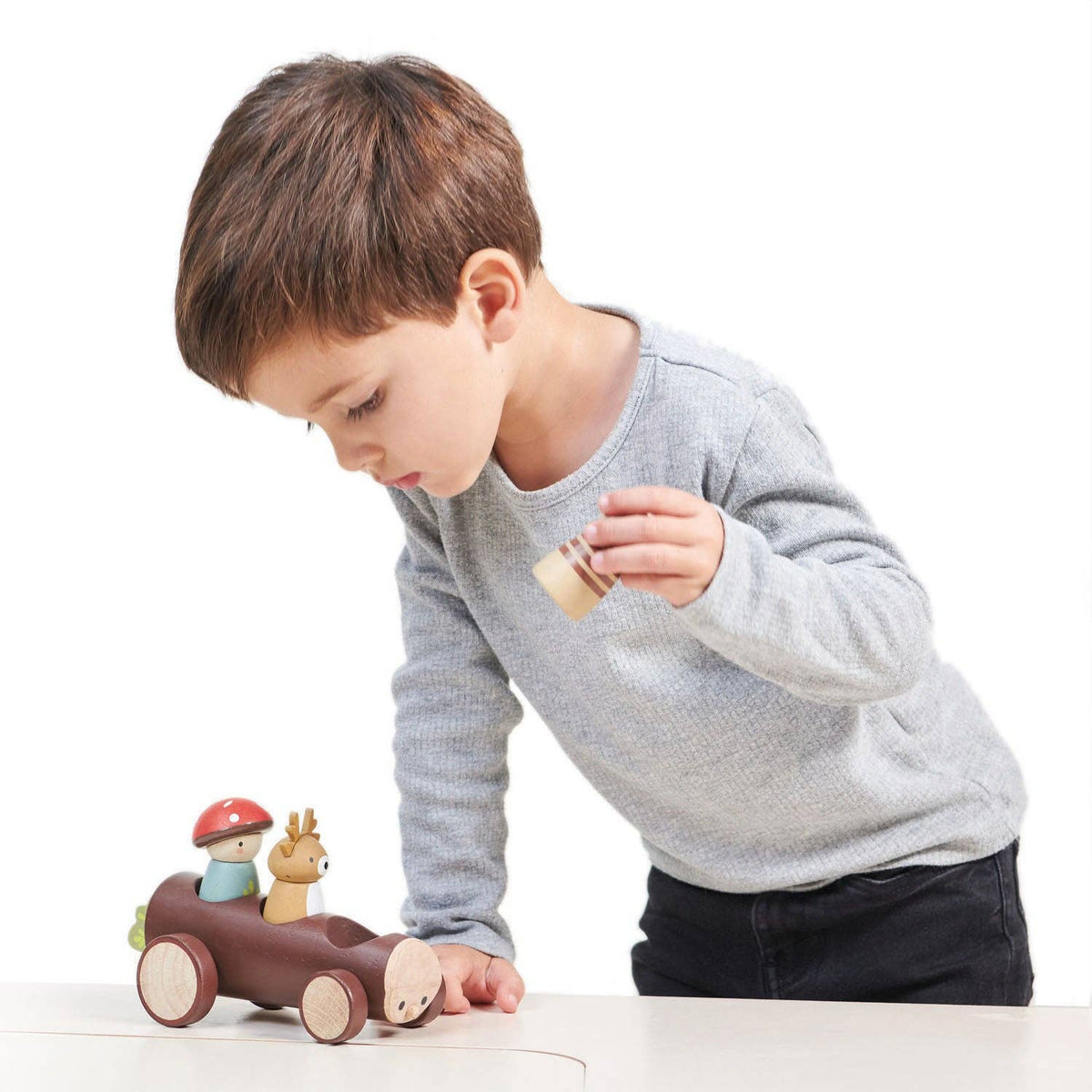 Wooden Timber Taxi Toy Car - 3 Characters - Merrywood Tales