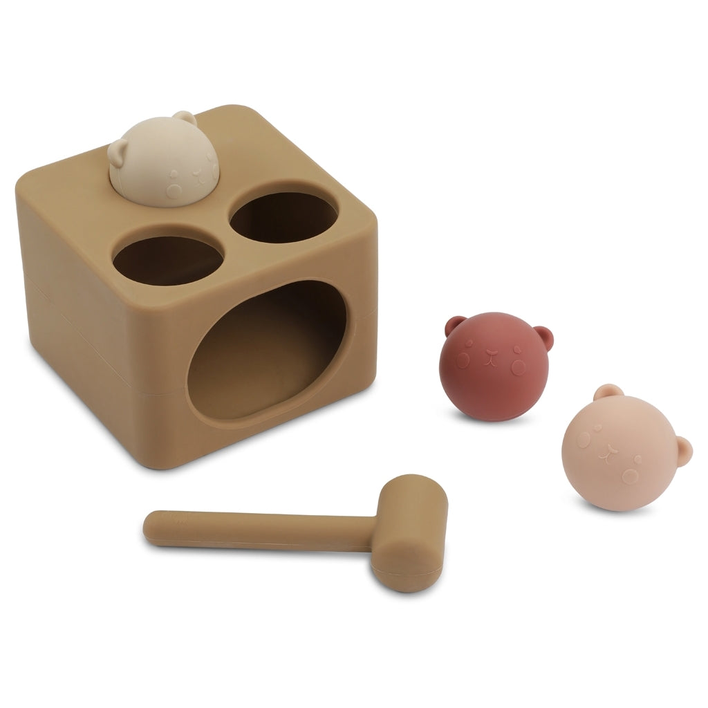 Silicone Pound-a-Ball Toy — Bear Balls and Hammer, 5 Pieces