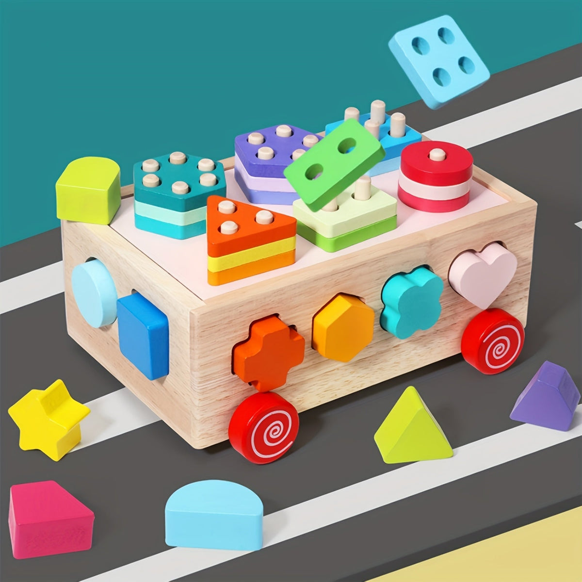 Wooden Shape Sorting and Matching Educational Toy