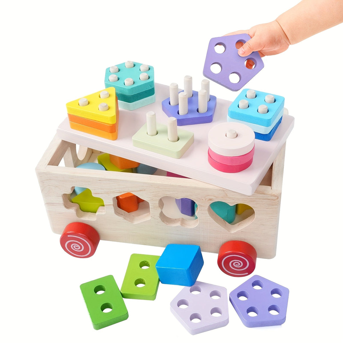 Wooden Shape Sorting and Matching Educational Toy