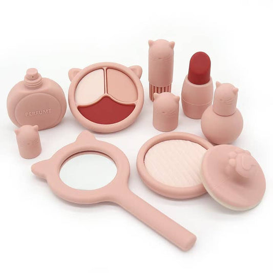 Silicone Pretend Makeup Set — Cat Design, 8 Pieces, Pink