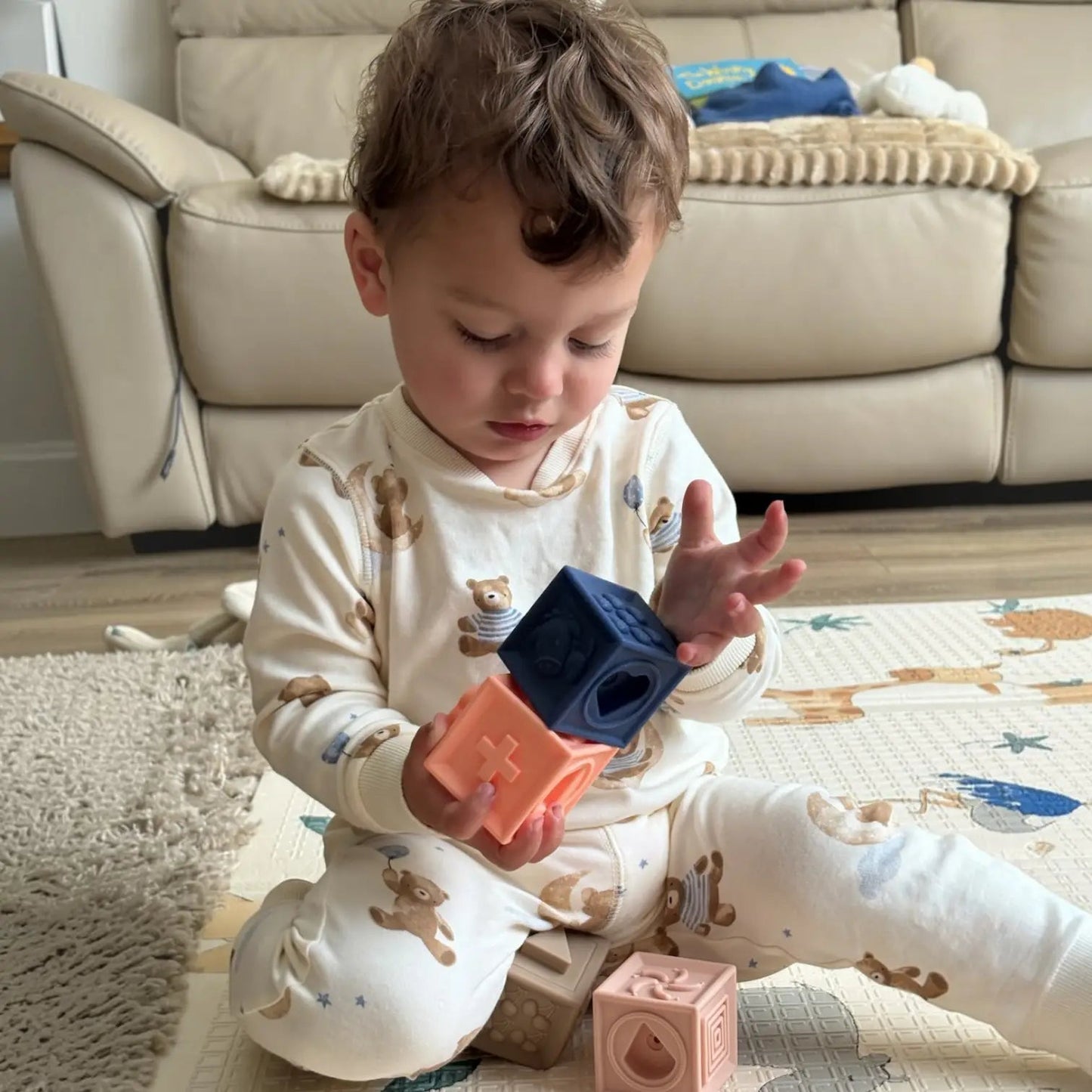 Silicone Baby Blocks — 12 Animals, Soft Stacking Set